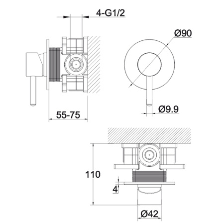 смеситель для душа whitecross y brushed nickel y1245nib брашированный никель