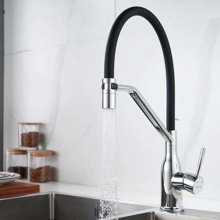 смеситель для кухни shevanik s343-3 с гибким изливом, хром