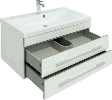 тумба с раковиной aquanet верона 00287675 90 белый (подвесная 2 ящика)