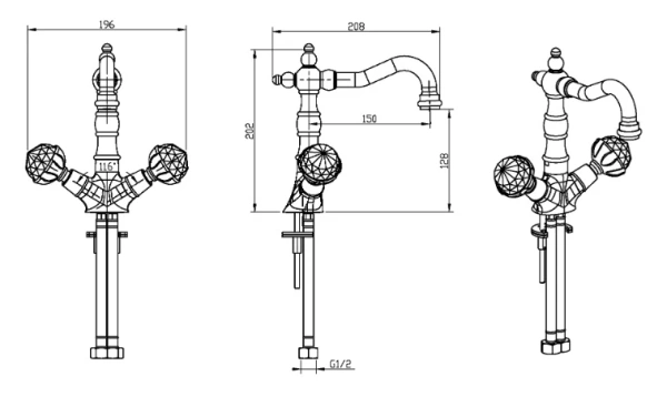 смеситель для раковины boheme imperiale presente 332 золото