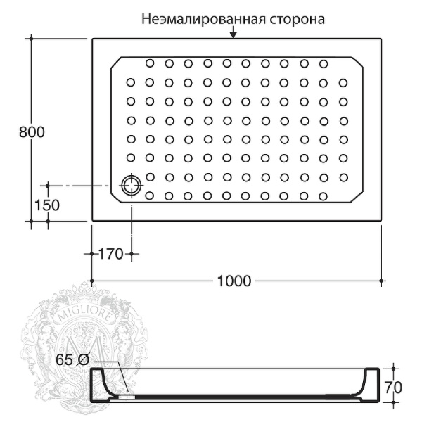 душевой поддон migliore 80х100 ml.pdr-28.270.bi белый