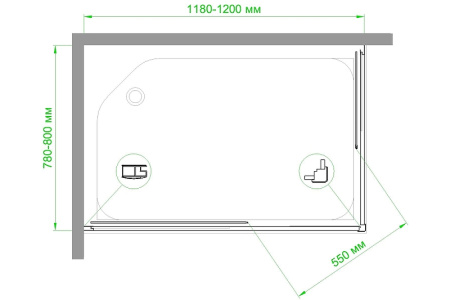 душевой уголок royal bath hpd 120×80 rb8120hpd-t-bl профиль черный, стекло прозрачное
