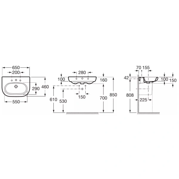 раковина 65x46 см roca meridian 327241000