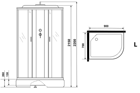 душевая кабина niagara classic 90х70 l ng-33974-14l без гидромассажа