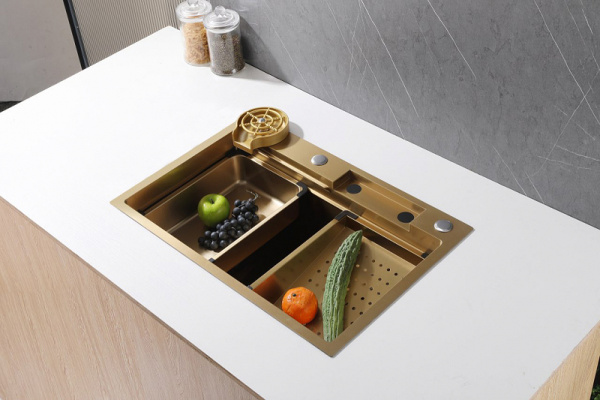 кухонная мойка abber wasser kreis af2194g 68x46 см, золотой матовый