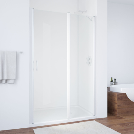 Дверь для душевой кабины в нишу Vegas Glass EP-F-1 120 01 01 профиль белый, стекло прозрачное