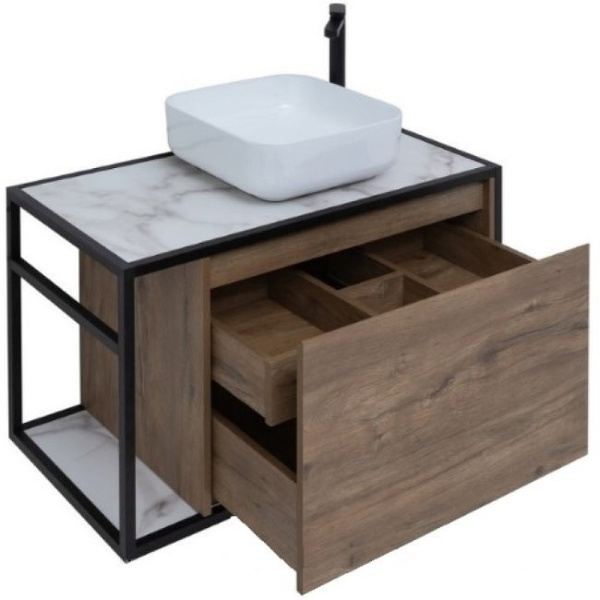 тумба под раковину aquanet nova lite loft 90l 261660 подвесная дуб рустикальный