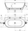 акриловая ванна ravak freedom w xc00100024 пристенная, 166x80 см, цвет белый