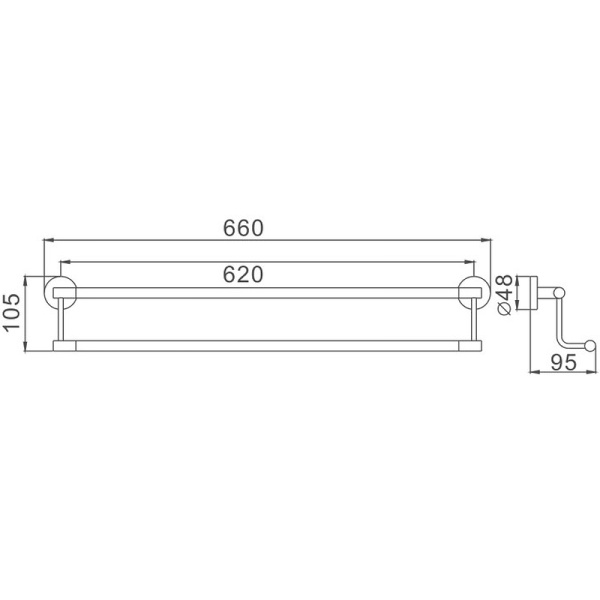 Полотенцедержатель Haiba HB1709 двойной, цвет хром