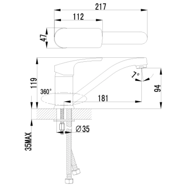 смеситель для кухни с поворотным изливом lemark plus shape lm1704c