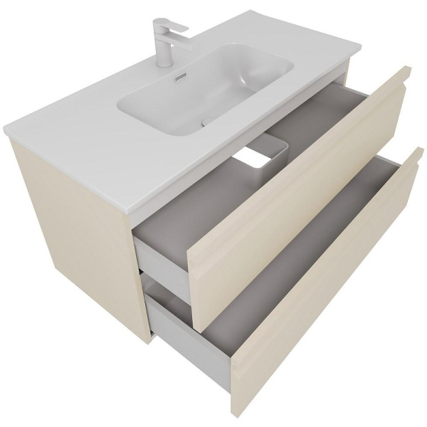 тумба с раковиной aquatek вега 100 aq77100-lc подвесная капучино светлый