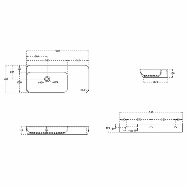раковина vincea 90 vwb-6s590mw белая матовая