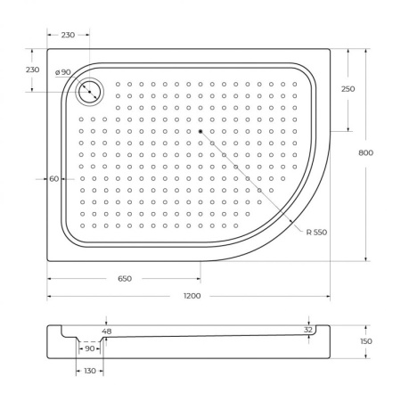 душевой поддон belbagno tray 100×80 tray-bb-rh-100/80-550-15-w-l