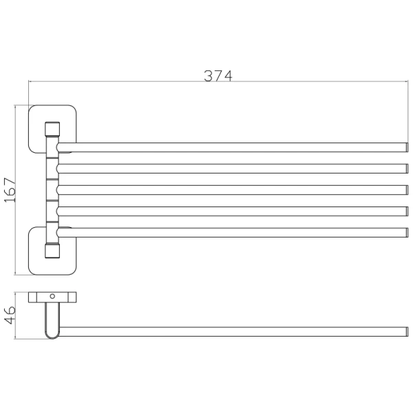 Полотенцедержатель Wonzon & Woghand Still WW-6661 37,4 см, поворотный, пятерной, хром