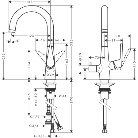 смеситель для кухни hansgrohe talis m51 72811000