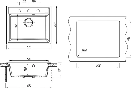 мойка кухонная lemark hanka 570 9910017, серый шёлк