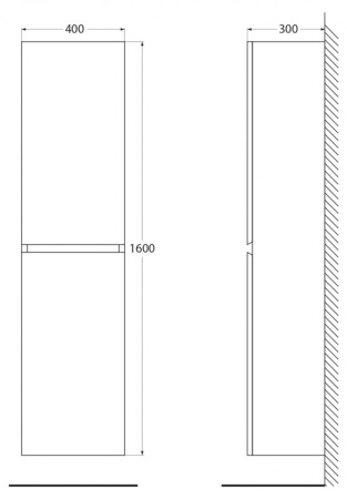 шкаф пенал cezares molveno 40 molveno-1600-2a-sc-antr подвесной antracite