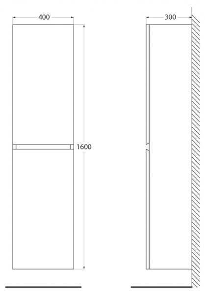 шкаф пенал cezares molveno 40 molveno-1600-2a-sc-antr подвесной antracite