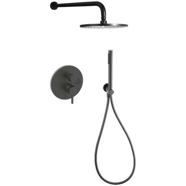 душевой комплект paffoni light kitlig018noking 30 см, черный матовый
