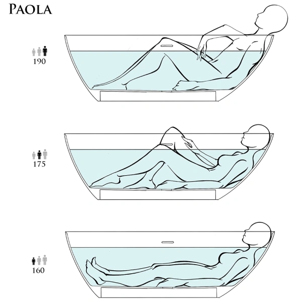 salini salini paola ванна отдельностоящая 160х77х57см., донный клапан "up&down", сифон, слив-перелив, материал: s-stone, цвет: белый матовый