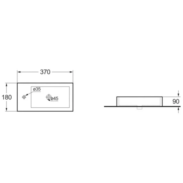 раковина подвесная vincea vbs-133l 37х18 см, левосторонняя, белая