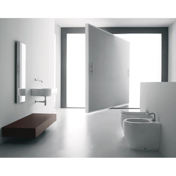 унитаз kerasan flo 311601 приставной, с креплением, без сидения, 52x36 см, bianco lucido