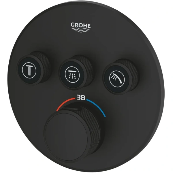 термостат для ванны grohe grohtherm smartcontrol 29508kf0 встраиваемый, черный матовый