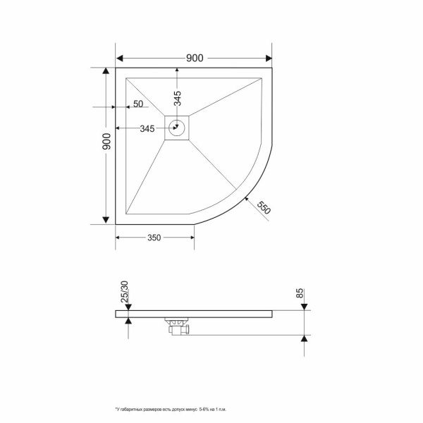 душевой поддон из искусственного камня rgw stone tray st/r-g 90×90 16153099-02 графит