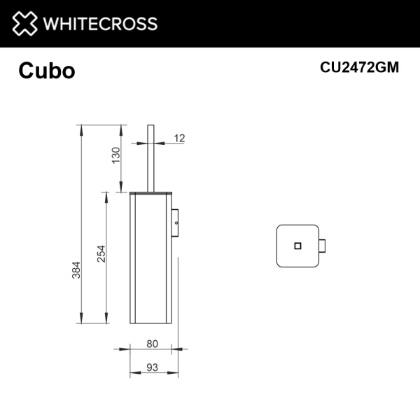 Ершик для унитаза Whitecross Cubo CU2472GM настенный, оружейная сталь