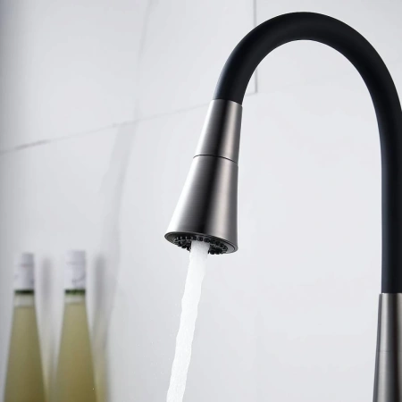 смеситель для кухни rose r213t с гибким изливом, оружейная сталь