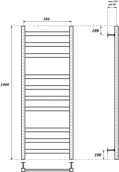 полотенцесушитель point меркурий pn83150be электрический, 50x100 см, черный