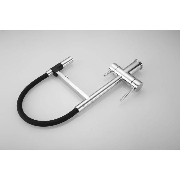 смеситель rose r958 для кухни с гибким изливом и подключением фильтра, цвет хром