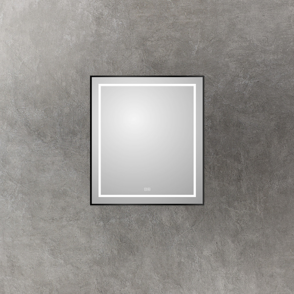 зеркало belbagno kraft 70 spc-kraft-700-800-led-tch-warm-nero с подсветкой черное с сенсорным выключателем и подогревом