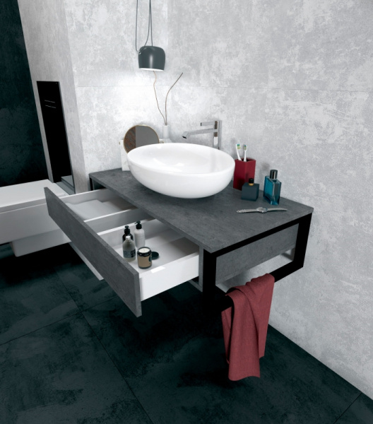 тумба под раковину 1marka grunge loft 80п у85848 подвесная бетон темно-серый