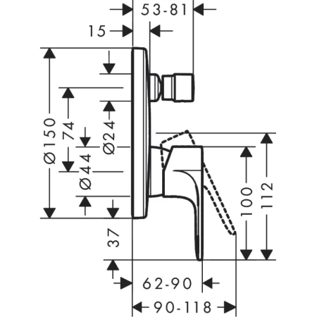 смеситель для ванны hansgrohe rebris s 72466670