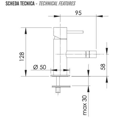 смеситель remer x style x22np для биде, без донного клапана, никель