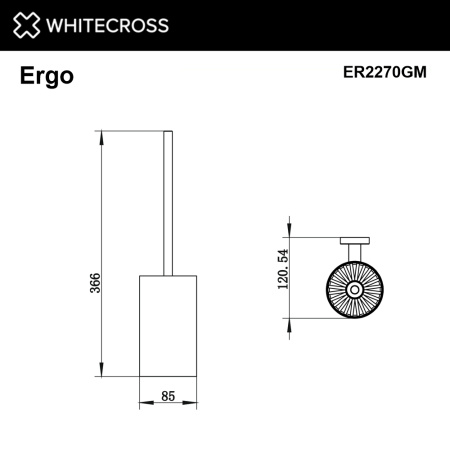 ершик для унитаза whitecross ergo er2270gm настенный, оружейная сталь