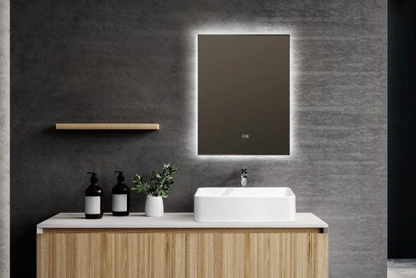 зеркало aquame aqm9103 60 с подсветкой цвет черный с сенсорным выключателем с подогревом и диммером