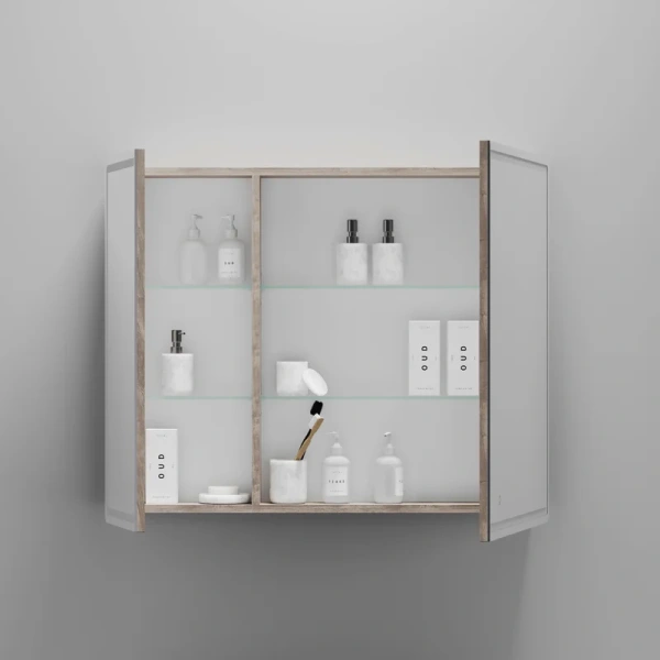 зеркало-шкаф sancos mirror 90 с подсветкой, дуб галифакс натуральный