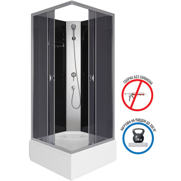душевая кабина niagara eco 90x90 e90/26q/tn/bk без гидромассажа