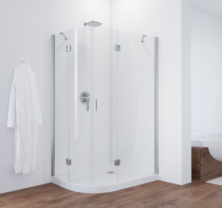 душевой уголок vegas glass afs-f 110*100 08 01 профиль глянцевый хром, стекло прозрачное