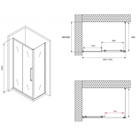 боковая стенка 60 см abber schwarzer diamant s60 прозрачное