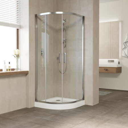 душевой уголок vegas glass zs 80 08 01 профиль глянцевый хром, стекло прозрачное