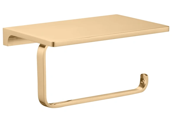 Держатель туалетной бумаги Rav Slezak Nil NLA0403Z золотистый, с полочкой