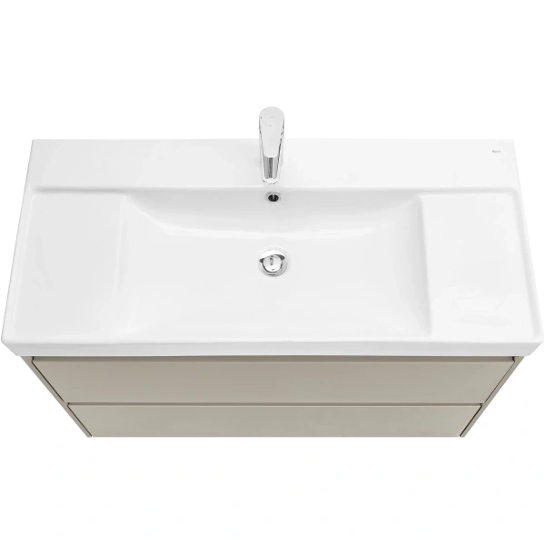 тумба под раковину roca ona a857616510 98,5 см, подвесная, бежево-серый матовый