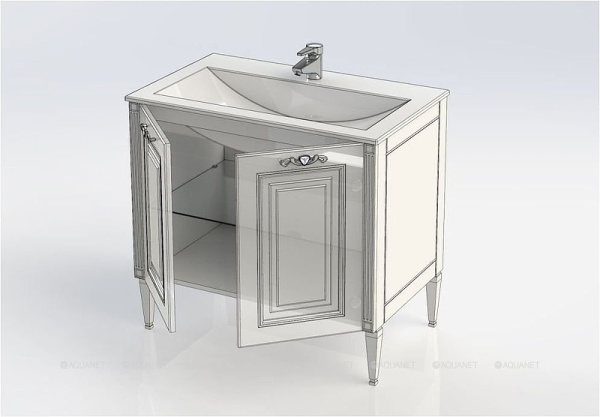 тумба с раковиной aquanet паола 90 213016 белая