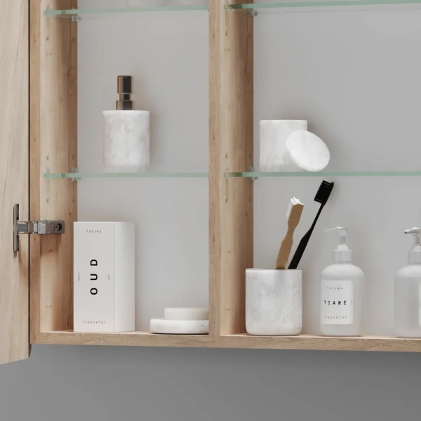 зеркало-шкаф sancos mirror 90 с подсветкой, дуб галифакс натуральный