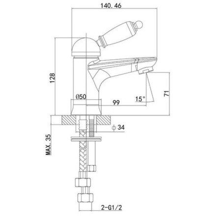 смеситель для раковины с донным клапаном caprigo adria uno metal edition 02m-522-vot