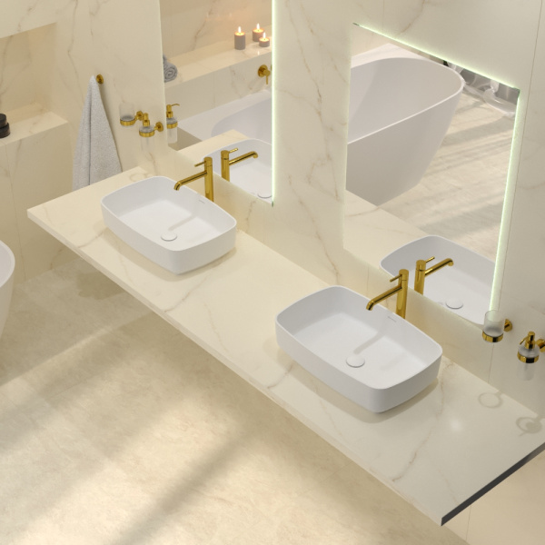 раковина whitecross jasper 0741.058038.200 накладная, из искусственного камня, 58x38 см, белая матовая