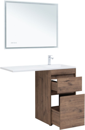 тумба под раковину aquanet токио 00333647 напольная, 2 ящика, 110.2x48,1 см, дуб веллингтон